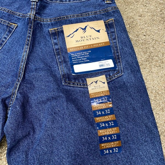 New Blue Mountain Mens Regular Fit Denim Jeans Size 34X32 Straight Leg, 5-pocket - Picture 5 of 12
